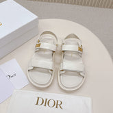 DIOR BACK-STRAP SANDALS 25S IN CREAM WHITE CALFSKIN WITH GOLD HARDWARE