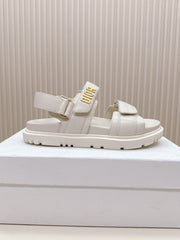 DIOR BACK-STRAP SANDALS 25S IN CREAM WHITE CALFSKIN WITH GOLD HARDWARE