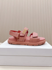 DIOR BACK-STRAP SANDALS 25S IN PEACHY PINK CALFSKIN WITH GOLD HARDWARE