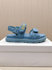 DIOR BACK-STRAP SANDALS 25S IN OCEAN BLUE CALFSKIN