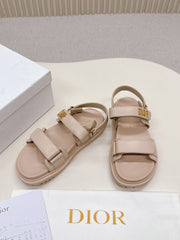 DIOR BACK-STRAP SANDALS 25S IN BEIGE CALFSKIN WITH GOLD HARDWARE