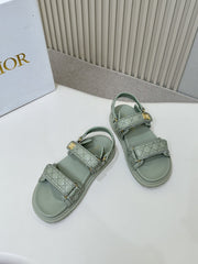 DIOR BACK-STRAP SANDALS 25S IN PALE TEAL GRAY CALFSKIN