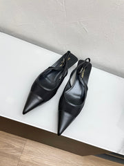 OXALIS SLINGBACK PUMPS 30 IN MESH BLACK LEATHER