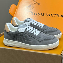 STADIUM SNEAKER IN DOVE GRAY EMBOSSED MONOGRAM SUEDE