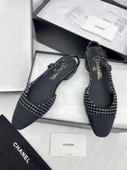CC SLINGBACK 25S 25 MM IN BLACK TWEED AND FABRIC