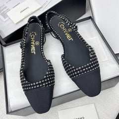 CC SLINGBACK 25S 25 MM IN BLACK TWEED AND FABRIC