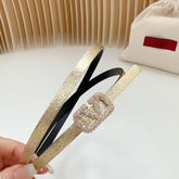 VL Belt 8mm Buckle Gold Diamond Leather Gold Black