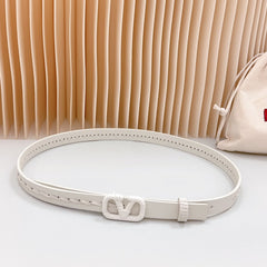 Vlogo White Leather Buckle 20mm White Belt