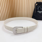LARGE WESTERN 35 MM BELT WHITE CALFSKIN SILVER HARDWARE