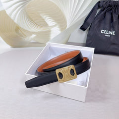 CL MEDIUM 25 MM REVERSIBLE FRAMED TRIOMPHE BELT BLACK AND BRONZE BROWN CALFSKIN LIGHT GOLD HARDWARE