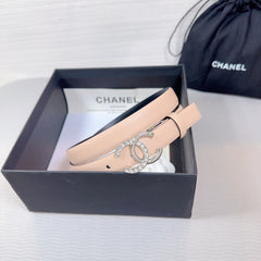 CC BELT 20 MM IN DESERT SAND SMOOTH CALFSKIN SILVER HARDWARE ATTACH RHINSTONE