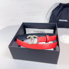 CC BELT 20 MM IN CRIMSON RED SMOOTH CALFSKIN GOLD HARDWARE ATTACH RHINSTONE