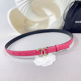 CC BELT 20 MM IN DEEP PINK SMOOTH CALFSKIN GOLD HARDWARE ATTACH RHINSTONE