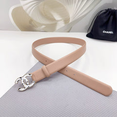 CC 30MM BELT IN ALMOND BEIGE SHINNY CALFSKIN WHITE LOGO