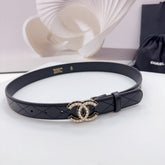 CC 30MM BELT IN BLACK EMBROIDERED CALFSKIN GOLD HARDWARE