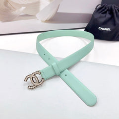 CC 30MM BELT IN GREEN MINT CALFSKIN METAL HARDWARE