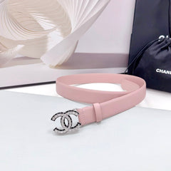 CC 30MM BELT IN LIGHT PINK CALFSKIN METAL HARDWARE