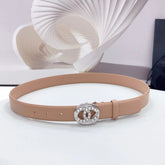 CC 30MM BELT IN DESERT SAND CALFSKIN SILVER HARDWARE ATTACH PEARLS