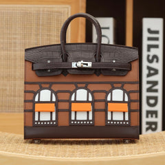 BIRKIN FAUBOURG TOUCH 20 IN CHOCOLATE MIX BRONZE BROWN CALFSKIN WITH SILVER HARDWARE