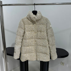 MONCLER 25S COCHELLE TWEED MID-LENGTH DOWN JACKET 202