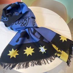SCARF 200 CM IN COBALT BLUE MIX BLACK CASHMERE 401905