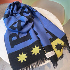 SCARF 200 CM IN COBALT BLUE MIX BLACK CASHMERE 401905