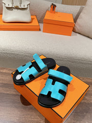 CHYPRE SANDAL BLACK MIX SKY CALFSKIN