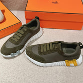 MAINLAND SNEAKER IN ARMY GREEN SUEDE AND BREATHABLE MESH FABRIC