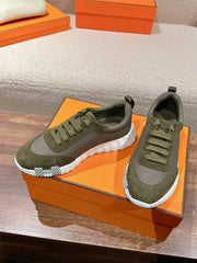 MAINLAND SNEAKER IN ARMY GREEN SUEDE AND BREATHABLE MESH FABRIC