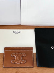CELINE 25S CARD HOLDER CUIR TRIOMPHE 11 IN BROWN SHINY CALFSKIN