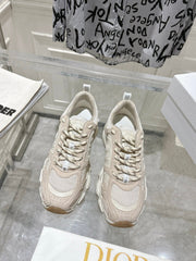 DIOR 25S CHRONO SNEAKER 45MM IN MESH WITH WHITE AND NUDE PINK CALFSKIN