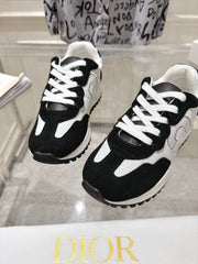 DIOR 25S C'EST DIOR SNEAKER IN WHITE BLACK CALFSKIN AND SUEDE