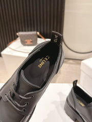 CELINE 25S THICK SOLED LOAFERS 50MM IN BLACK CALFSKIN