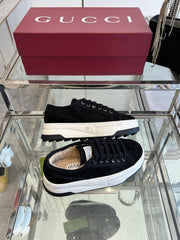 GG SNEAKER IN BLACK CANVAS WITH BEIGE FLEECE LINING