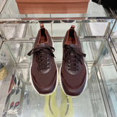 SNEAKER IN MAHOGANY RED CANVAS MIX SUEDE WITH LAMBSKIN