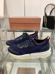SNEAKER IN MIDNIGHT BLUE CANVAS MIX SUEDE WITH LAMBSKIN