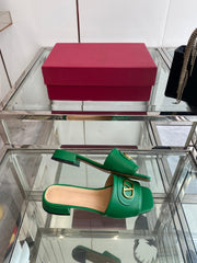 VLTN HIGH HEEL 25S 30 MM IN GREEN LAMBSKIN WITH GOLD HARDWARE
