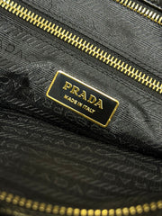 TOTE BAG WITH BELT 42 IN BLACK OIL WAX LAMBSKIN GOLD HARDWARE