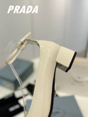 Pra Pumps 40 Square Sole White Patent Leather
