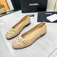 BALLET FLAT 10 MM IN BEIGE RAFFIA