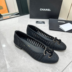 BALLET FLAT 10 MM IN BLACK RAFFIA