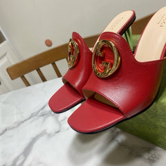 GG HIGH HEELS BLONDIE 75 IN RED LAMBSKIN WITH GOLD HARDWARE