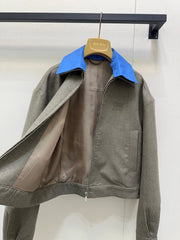 MIUMIU CONTRAST-FABRIC COLLAR JACKET STYLE 38