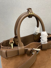 SMALL TOTE BAG WITH BELT 32 IN RUSSET BROWN SUEDE