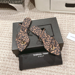 SL TANGER SLIDES LEOPARD SATIN