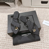 SL TANGER SLIDES BLACK SATIN