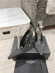 HIGH PUMP 9 CM IN BLACK SATIN