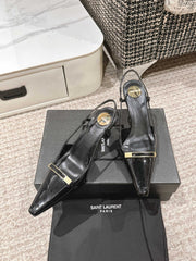 HIGH HEEL 7 CM SLINGBACK IN BLACK PATENT CALFSKIN