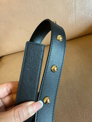 LV Initiales Studs 30mm Reversible Belt Gold Buckle Black Leather