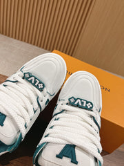 LV Trainer Maxi Sneaker White Mix Emerald Green Calfskin
